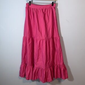 Japna Fuchsia pink Cotton tiered maxi long flowy Skirt size medium
